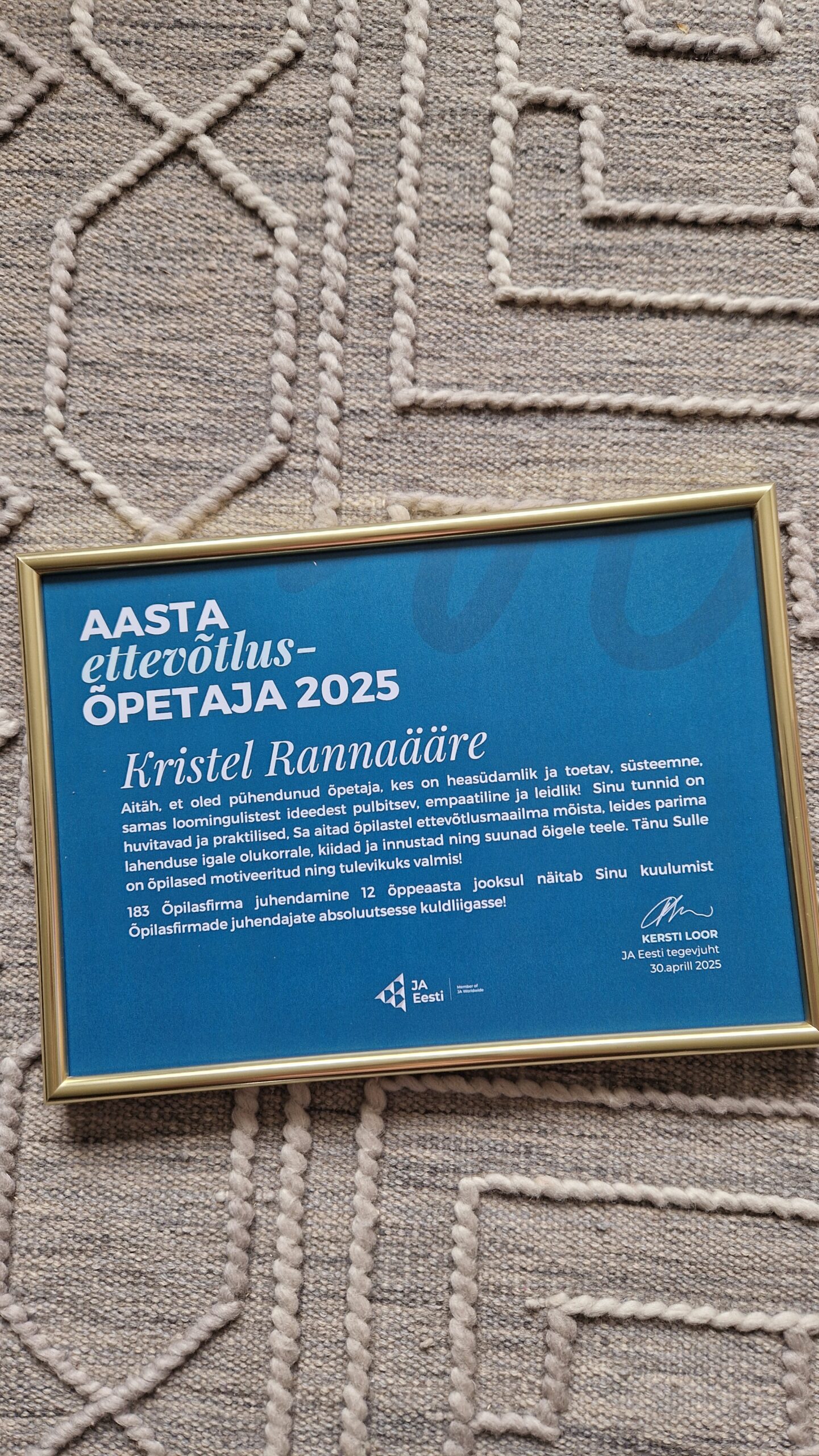 Read more about the article Aasta ettevõtlusõpetaja 2025 – Kristel Rannaääre